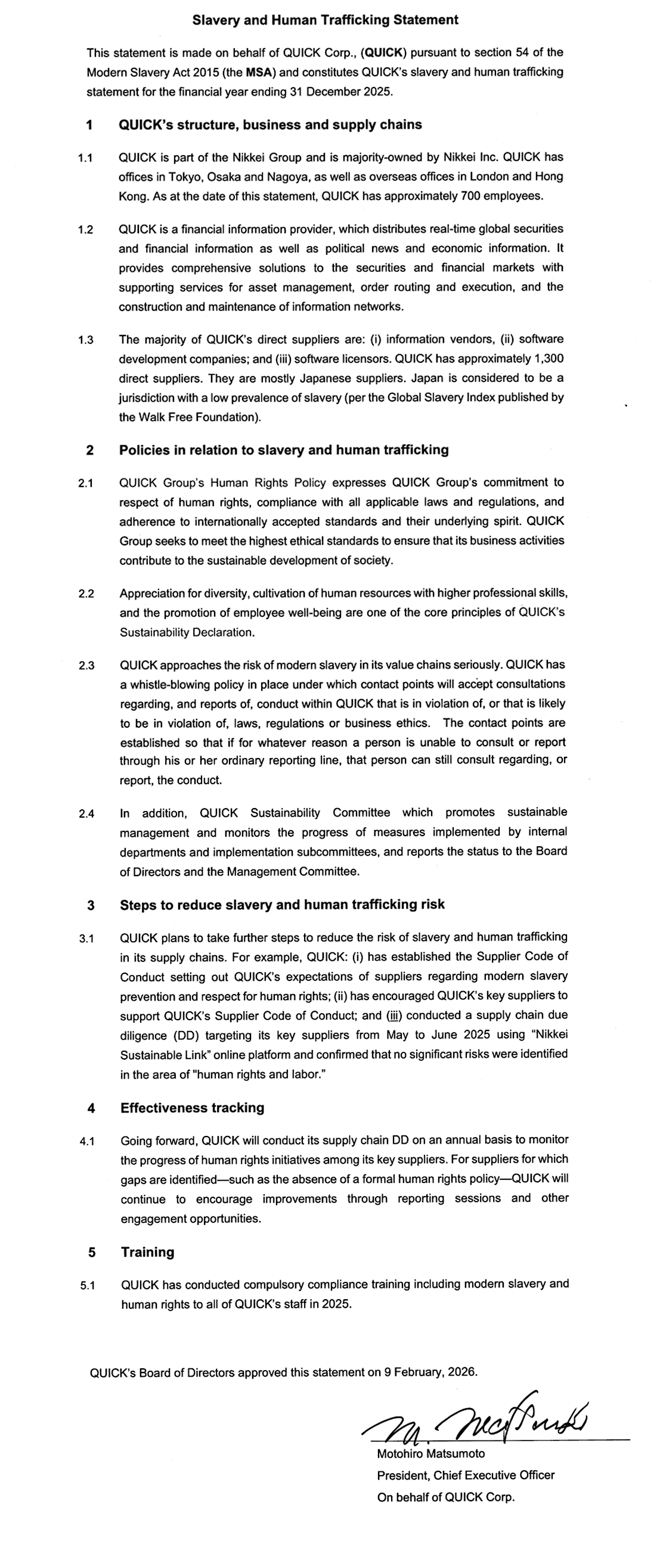 Modern Slavery Statement